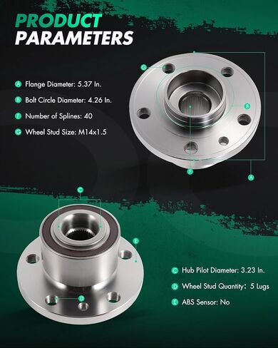 Scitoo 1PC Wheel Hub Hub Bearing and Wheel Hub Tet Fits 2011-2016 for Volvo S60 Front Hub Bring with 5 Lugs 513328 in Saudi Arabia