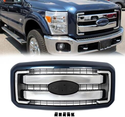 Sterling Gray Metallic Shell+Chrome Trim Front Grill Compatible with 2011-2016 Super Duty Laria F250 F350 F450 F550 Replace for BC3Z-8200-A in Saudi Arabia