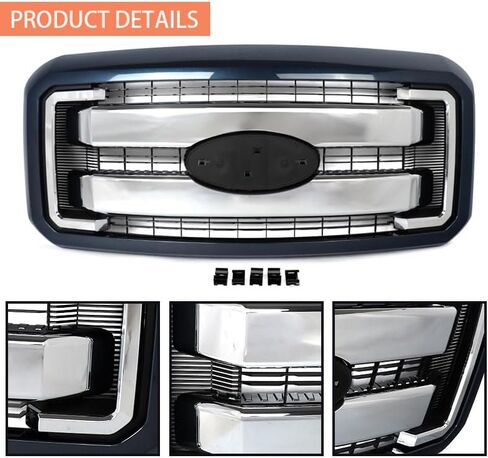 Sterling Gray Metallic Shell+Chrome Trim Front Grill Compatible with 2011-2016 Super Duty Laria F250 F350 F450 F550 Replace for BC3Z-8200-A in Saudi Arabia