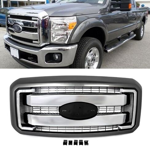 Sterling Gray Metallic Shell+Chrome Trim Front Grill Compatible with 2011-2016 Super Duty Laria F250 F350 F450 F550 Replace for BC3Z-8200-A in Saudi Arabia