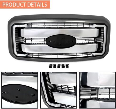 Sterling Gray Metallic Shell+Chrome Trim Front Grill Compatible with 2011-2016 Super Duty Laria F250 F350 F450 F550 Replace for BC3Z-8200-A in Saudi Arabia