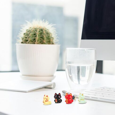 9pcs راتنج المناظر الطبيعية Fortune Cat محظوظات Fortune Cat التماثيل Mini Maneki التماثيل الحلي للسيارة مكتب المنزل in Kuwait