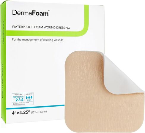 Dermarite Industries Derma Foam Non-Adhesive Foam Dressing, 4x4.25, 10 Count in Kuwait