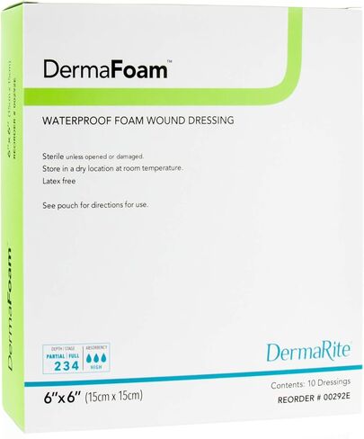 Dermarite Industries Derma Foam Non-Adhesive Foam Dressing, 4x4.25, 10 Count in Kuwait