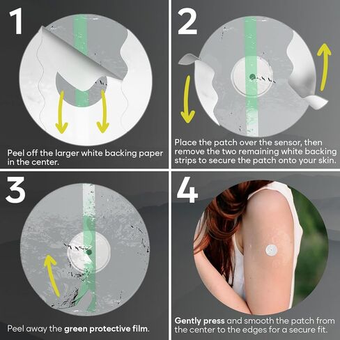 Freestyle Libre 2 Covers Waterproof – 20 Libre 2 Sensor Covers, Transparent, Easy to Apply and Remove, Long-Lasting, No Glue on Center, Non-Irritating – Ideal for Sports, Swimming, and Daily Use in Saudi Arabia