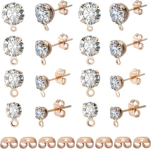 1 Box 160Pcs Rhinestone Earring Post Earring Stud Findings and 160Pcs Brass Butterfly Ear Backs Alloy Posts with Loop for Jewelry Making Supplies DIY Dangle Earrings 4mm 5mm 6mm 8mm in Saudi Arabia