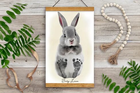 Memory Lane Gifts Co. Baby Footprint Art, Baby Shower Gift, Original Artwork, Nursery Art Keepsake, Bunny (Sketch, Teak) in Saudi Arabia