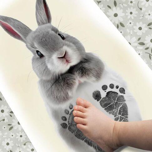 Memory Lane Gifts Co. Baby Footprint Art, Baby Shower Gift, Original Artwork, Nursery Art Keepsake, Bunny (Sketch, Teak) in Saudi Arabia