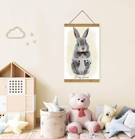 Memory Lane Gifts Co. Baby Footprint Art, Baby Shower Gift, Original Artwork, Nursery Art Keepsake, Bunny (Sketch, Teak) in Saudi Arabia