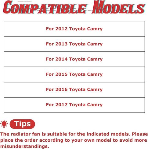 PartsFlow Radiator Dual Cooling Fan Assembly for 2012 2013 2014 2015 2016 2017 Toyota Camry 620-592 in Saudi Arabia