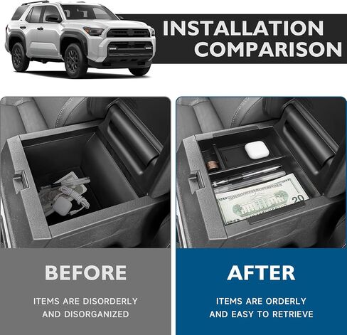 Center Console Organizer(with secret compartment) for Toyota 4Runner 2010-2022 2023 2024 Accessories Coin Holder Secondary Storage Box Insert Armrest Console Tray in Kuwait