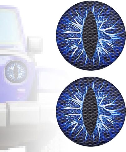 2pcs Beast Eyes Headlight Decals, 7.87 Inch Round Car Eyes Stickers Eye-Catching Beast Eyes Headlight Decals for Cars Funny Car Graphics (Blue) in Saudi Arabia