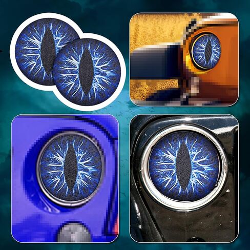 2pcs Beast Eyes Headlight Decals, 7.87 Inch Round Car Eyes Stickers Eye-Catching Beast Eyes Headlight Decals for Cars Funny Car Graphics (Blue) in Saudi Arabia