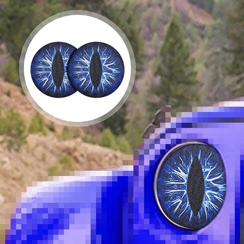 2pcs Beast Eyes Headlight Decals, 7.87 Inch Round Car Eyes Stickers Eye-Catching Beast Eyes Headlight Decals for Cars Funny Car Graphics (Blue) in Saudi Arabia