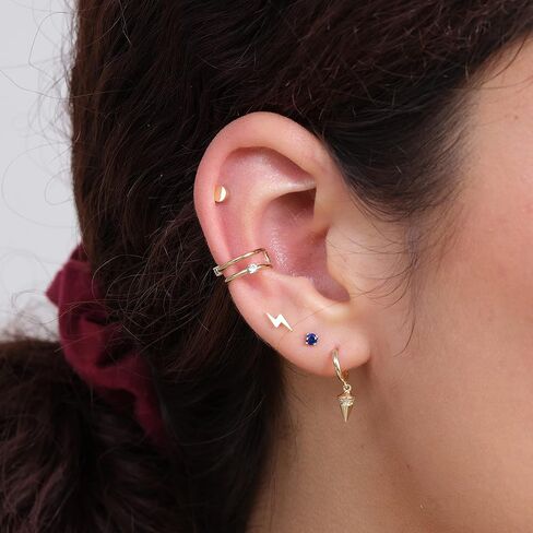 14K الذهب الصلب البرق مسمار القرط المسطح الخلفي الخلفي حلق الخيوط tragus helix piercing المجوهرات للنساء الرجال حساسية الأذنين أنف حلق للأذن العلوية الحد الأدنى مسمار واحد in Kuwait