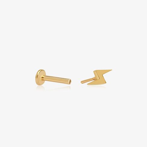 14K الذهب الصلب البرق مسمار القرط المسطح الخلفي الخلفي حلق الخيوط tragus helix piercing المجوهرات للنساء الرجال حساسية الأذنين أنف حلق للأذن العلوية الحد الأدنى مسمار واحد in Kuwait