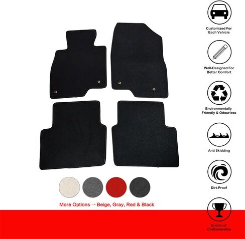 الحصير الأرضية متوافقة مع 2014-2018 Mazda 3 ، الحصير التركيز المصنع السجاد الأمامي والخلفي الأسود 4pc نايلون من Ikon Motorsports ، 2015 2016 2017 in Kuwait