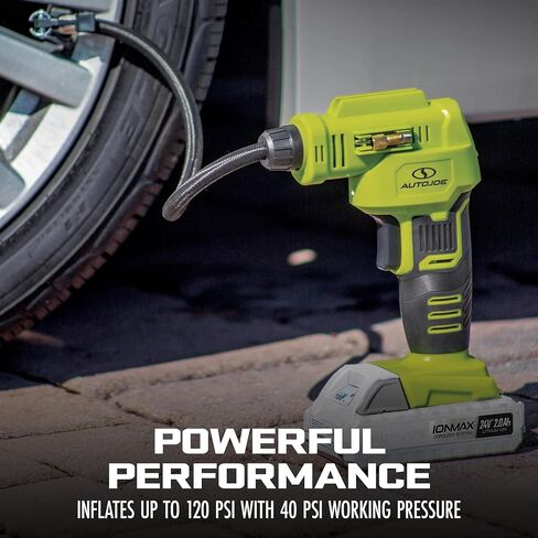 24V-AJC-MAX Cordless Portable Air Compressor Kit | W/ 1.3-Ah Battery, Nozzle Accessories, and Storage Bag in Kuwait