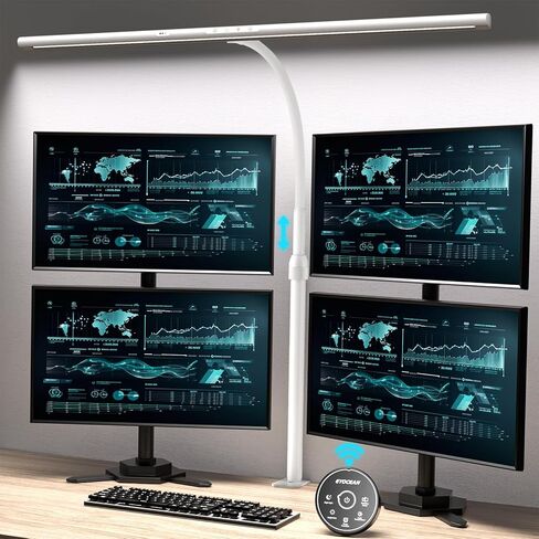 مصباح مكتبي مع المشبك ، مصباح مكتب LED 31.5 بوصة للمكتب المنزلي ، 24 واط ضوء مكتب مزدوج الرأس ، ودرجة حرارة قابلة للتلاء in Kuwait