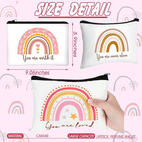 Pinkunn 32 PCS Boho Canvas Makeup Bag Bag Inspirational Cosmetic Bag Bulk Housebering Week Homports for President Education Pouch Pouch Pouch Pouch Beaction in Saudi Arabia