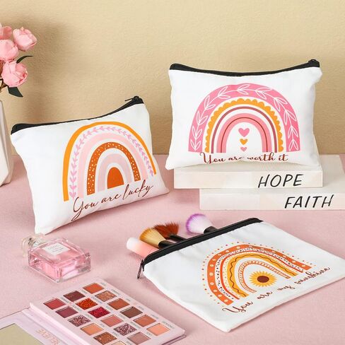Pinkunn 32 PCS Boho Canvas Makeup Bag Bag Inspirational Cosmetic Bag Bulk Housebering Week Homports for President Education Pouch Pouch Pouch Pouch Beaction in Saudi Arabia