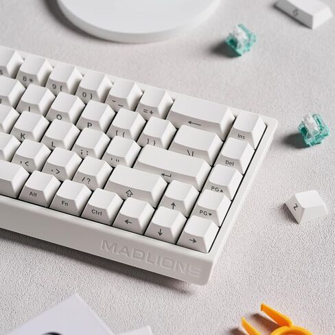 Hyekit x fgg madlions Mad 60 He RGB 60 ٪ Switch Magnetic Switch لوحة مفاتيح ميكانيكية ميكانيكية مع تشغيل قابل للتعديل ، وضع تشغيل سريع ، إضاءة RGB 16 مليون لون ، لأجهزة الكمبيوتر/MAC ، أبيض in Kuwait