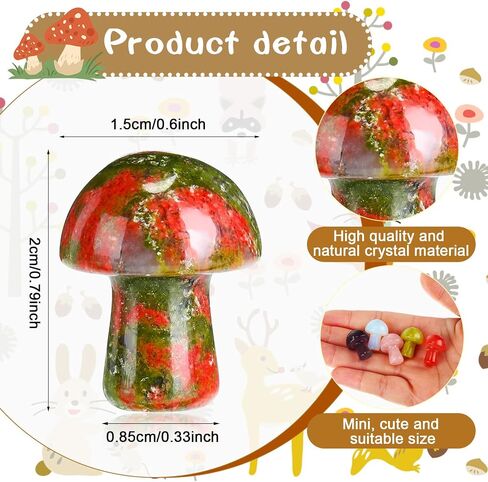 48 Pcs Mini Crystal Mushroom Gemstone Sculpture Decor Carved Witch Polished Cute Mushroom Stones for Witchcraft Supplies Home Garden Lawn Meditation Flower Pot (Retro Style) in Saudi Arabia