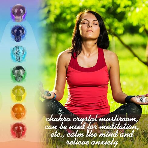 48 Pcs Mini Crystal Mushroom Gemstone Sculpture Decor Carved Witch Polished Cute Mushroom Stones for Witchcraft Supplies Home Garden Lawn Meditation Flower Pot (Retro Style) in Saudi Arabia