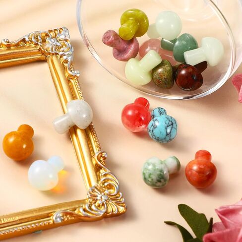 48 Pcs Mini Crystal Mushroom Gemstone Sculpture Decor Carved Witch Polished Cute Mushroom Stones for Witchcraft Supplies Home Garden Lawn Meditation Flower Pot (Retro Style) in Saudi Arabia