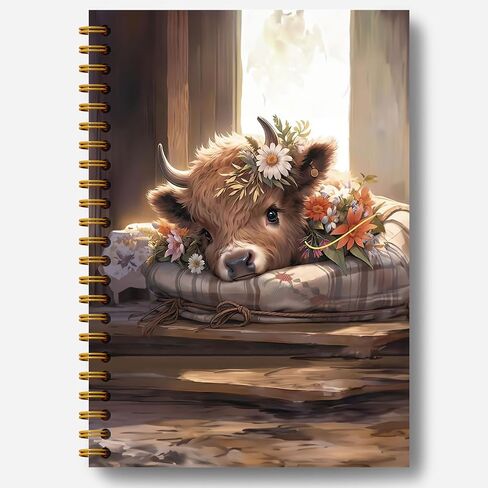 Highland Cow Notebook Journal - Spring Highland Cow Gifts, Daisy Floral Spiral Journal Notebook 5.5×8.3, Cow Gifts for Women, Cow Gifts for Cow Lovers, 164 Pages in Saudi Arabia