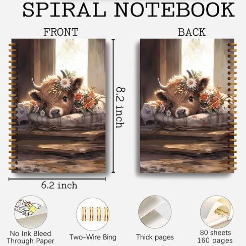 Highland Cow Notebook Journal - Spring Highland Cow Gifts, Daisy Floral Spiral Journal Notebook 5.5×8.3, Cow Gifts for Women, Cow Gifts for Cow Lovers, 164 Pages in Saudi Arabia