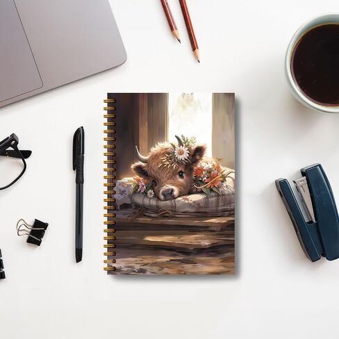 Highland Cow Notebook Journal - Spring Highland Cow Gifts, Daisy Floral Spiral Journal Notebook 5.5×8.3, Cow Gifts for Women, Cow Gifts for Cow Lovers, 164 Pages in Saudi Arabia