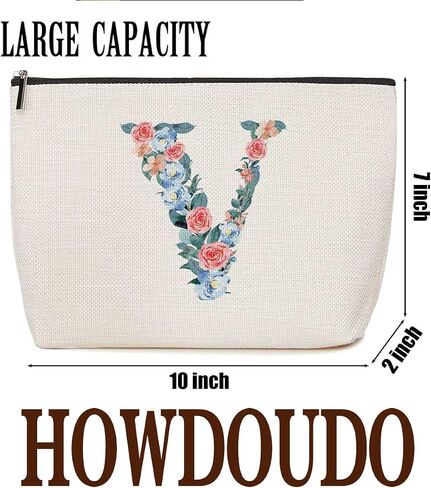 Initial Makeup Bag Monogrammed Travel Toiletry Bag Monogram Cosmetic Bag Birthday Christmas Bridal Shower Bridesmaid Gifts Personalized Gifts for Women Bride Teacher Sister, Floral Letter A in Kuwait