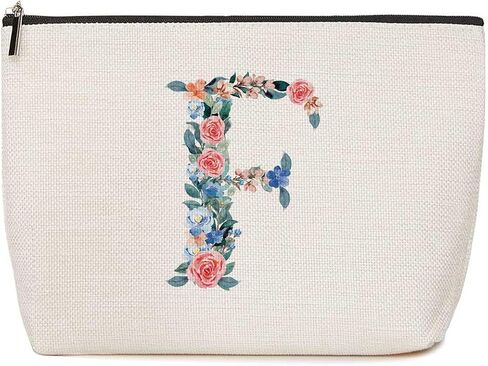 Initial Makeup Bag Monogrammed Travel Toiletry Bag Monogram Cosmetic Bag Birthday Christmas Bridal Shower Bridesmaid Gifts Personalized Gifts for Women Bride Teacher Sister, Floral Letter A in Kuwait