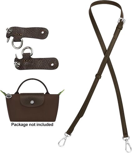 Bag Leather Strap Replacement Adjustable Crossbody Shoulder Straps for XS Le Pliage MINI Pouch, No Damage Conversion Kits Accessories moka color (MINI-Mocha-Silver) in Saudi Arabia