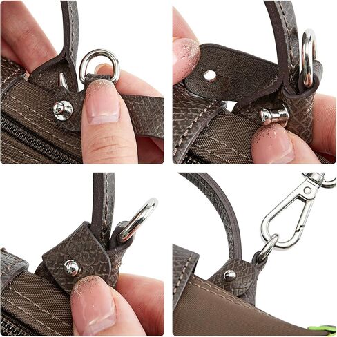 Bag Leather Strap Replacement Adjustable Crossbody Shoulder Straps for XS Le Pliage MINI Pouch, No Damage Conversion Kits Accessories moka color (MINI-Mocha-Silver) in Saudi Arabia