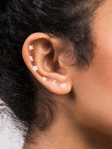 PiercingJ Clear Acrylic Cartilage Earrings 16G Plastic Tongue Tragus Ring Cute Heart Star Nose Lip Stud Barbell Black Helix Piercing Retainer for Sports Surgery Work in Saudi Arabia