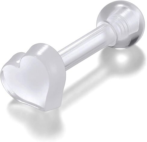 PiercingJ Clear Acrylic Cartilage Earrings 16G Plastic Tongue Tragus Ring Cute Heart Star Nose Lip Stud Barbell Black Helix Piercing Retainer for Sports Surgery Work in Saudi Arabia