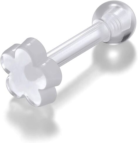 PiercingJ Clear Acrylic Cartilage Earrings 16G Plastic Tongue Tragus Ring Cute Heart Star Nose Lip Stud Barbell Black Helix Piercing Retainer for Sports Surgery Work in Saudi Arabia