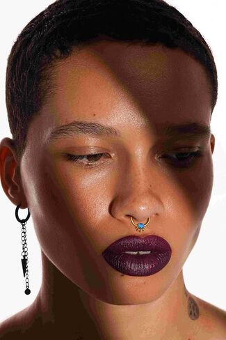 BodyBonita Opal Septum Rings - 16G 316L Surgical Steel Hinged Nose Rings Hoops Septum Jewelry White/Blue/Black Opal Nose Piercings for Women Helix Tragus Rook Daith Piercing Jewelry Gold 8mm 10mm in Saudi Arabia