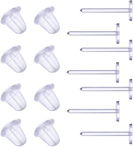 Clear Earrings for Sports,16G Plastic Nose Rings for Surgery,Nose Piercing Retainer,Helix labret Tragus Lip Piercing Jewelry,Clear Piercing Retainer(6mm 8mm 10mm 12mm) in Kuwait