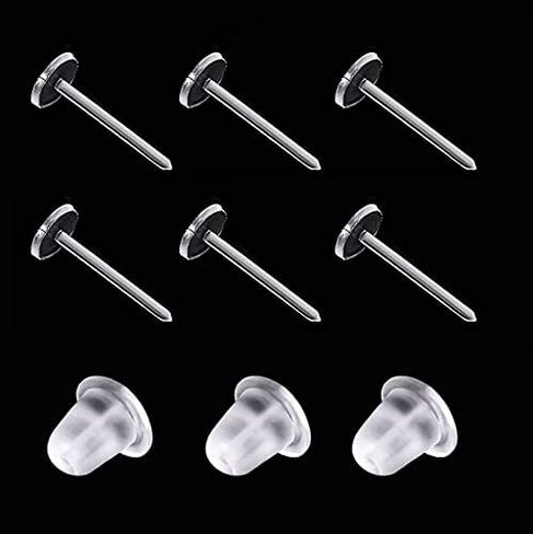 Clear Earrings for Sports,16G Plastic Nose Rings for Surgery,Nose Piercing Retainer,Helix labret Tragus Lip Piercing Jewelry,Clear Piercing Retainer(6mm 8mm 10mm 12mm) in Kuwait