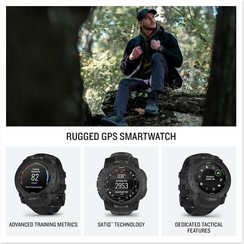 Garmin Instinct® 3 45mm ، شاشة مشحونة بالطاقة الشمسية ، ساعة GPS الذكية في الهواء الطلق الوعرة ، إطار مقوى بالمعادن ، مصباح يدوي مدمج ، أسود in Saudi Arabia
