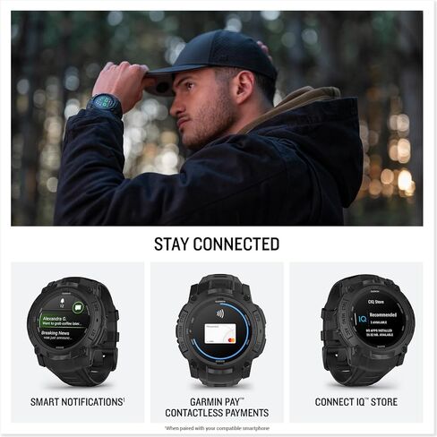 Garmin Instinct® 3 45mm ، شاشة مشحونة بالطاقة الشمسية ، ساعة GPS الذكية في الهواء الطلق الوعرة ، إطار مقوى بالمعادن ، مصباح يدوي مدمج ، أسود in Saudi Arabia