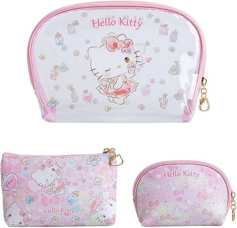 ambealla clear cosmetic bage bags makeup bags with with brush holder ، charge travel aduttry bage for women ، kincin kincinp storing storage for home & trips 3pcs 3pcs in Kuwait