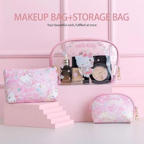 ambealla clear cosmetic bage bags makeup bags with with brush holder ، charge travel aduttry bage for women ، kincin kincinp storing storage for home & trips 3pcs 3pcs in Kuwait