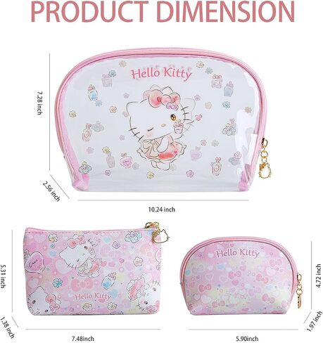 ambealla clear cosmetic bage bags makeup bags with with brush holder ، charge travel aduttry bage for women ، kincin kincinp storing storage for home & trips 3pcs 3pcs in Kuwait
