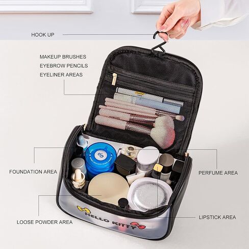 ambealla clear cosmetic bage bags makeup bags with with brush holder ، charge travel aduttry bage for women ، kincin kincinp storing storage for home & trips 3pcs 3pcs in Kuwait