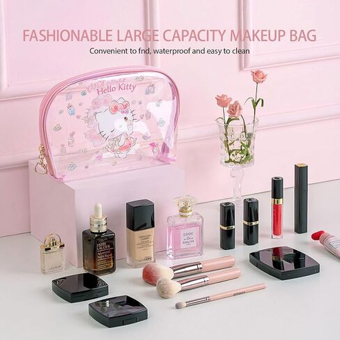 ambealla clear cosmetic bage bags makeup bags with with brush holder ، charge travel aduttry bage for women ، kincin kincinp storing storage for home & trips 3pcs 3pcs in Kuwait