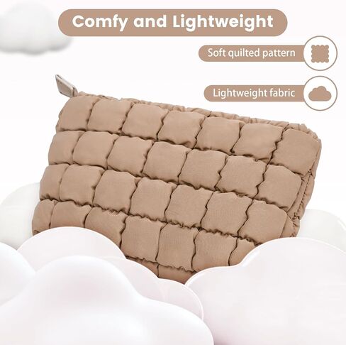 Quilted Makeup Bag and Zip Card Pouch Key Chain Puffer Cosmetic Bag Travel Cute Makeup Bag Organizer Mini Coin Purse in Saudi Arabia